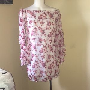 Floral off the shoulder mini dress